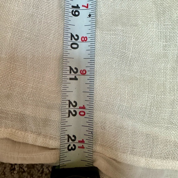 ANTHROPOLOGIE cream, linen, crocheted top with pom poms is lined and lovely. - Picture 12 of 16